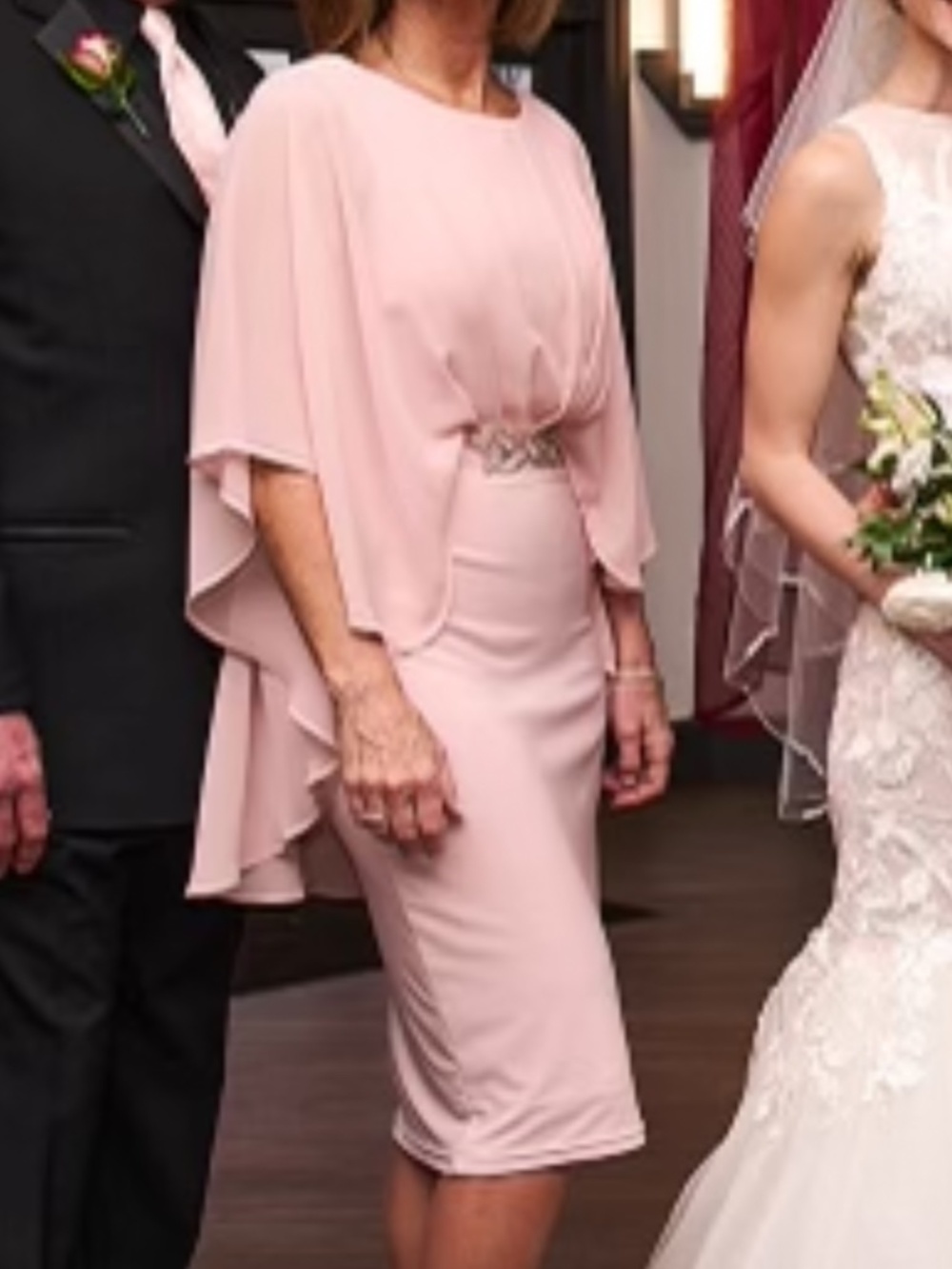 Joseph Ribkoff Dusty Rose Capr Gown Diamond waist Size 6